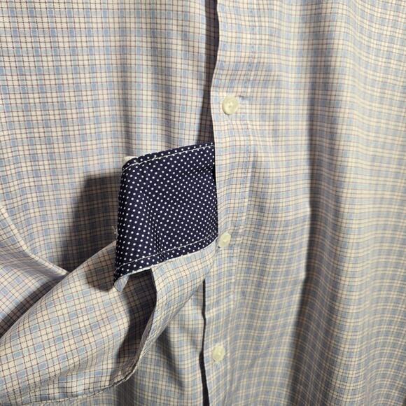 Con.struct Men's Blue Square Pattern 4-Way Stretch Dress Shirt (M) - Picture 3 of 5